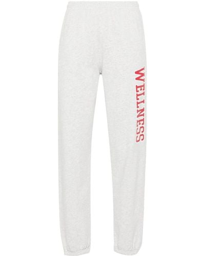 Sporty & Rich Melierte Hose mit Logo - Weiß