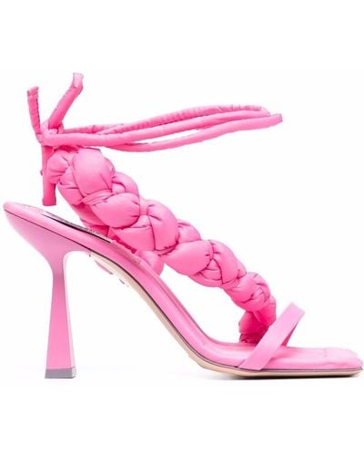 Sebastian Milano Quilted-detail Square-toe Sandals - Pink
