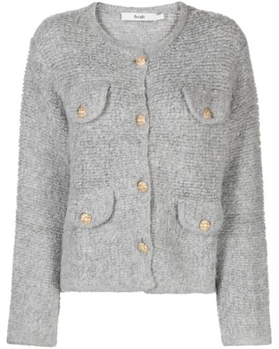 B+ AB Flap-pocket Bouclé Wool-blend Cardigan - Grey