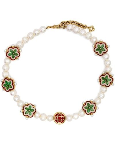 Casablancabrand Gradient Flower pearl necklace - Bianco