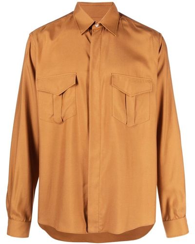 Bally Seidenhemd mit Eton-Kragen - Orange
