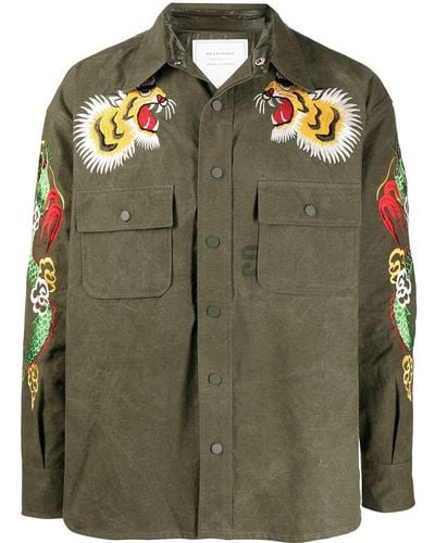 READYMADE Embroidered Shirt Jacket - Green