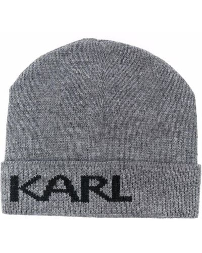 Karl Lagerfeld Mütze mit Logo-Print - Grau