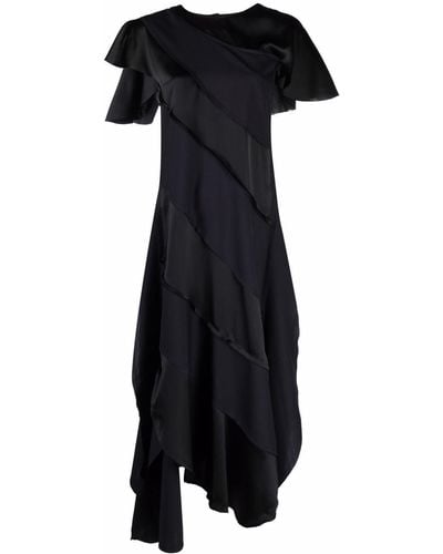 Plan C Asymmetric Panelled Dress - Black
