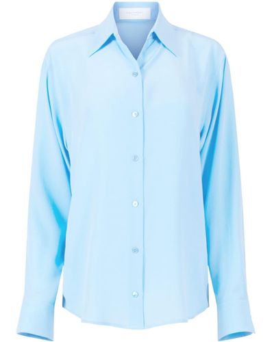 Equipment Essential Long-sleeve Silk Shirt - Blue