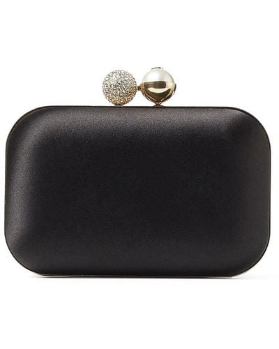 Jimmy Choo Cloud Embellished-clasp Satin Clutch Bag - Black