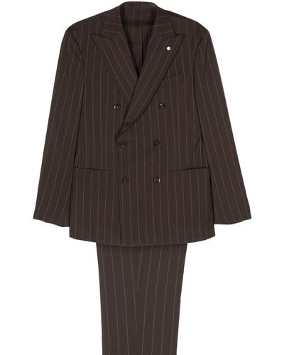 Luigi Bianchi Pinstriped Double-breasted Suit - Brown