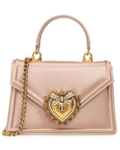 Dolce & Gabbana Small Devotion Satin Tote Bag - Pink