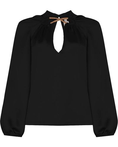 Silvia Tcherassi Ximena Rope-embellished Silk Blouse - Black