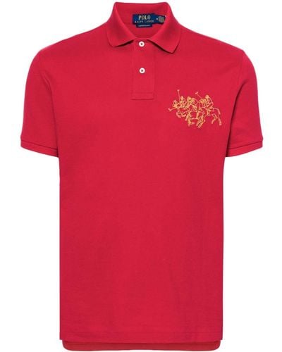 Polo Ralph Lauren Poloshirt mit Logo-Stickerei - Rot