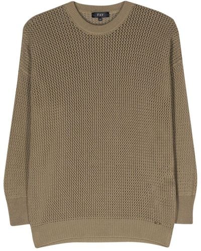 Fay Open-knit Cotton Sweater - Natural