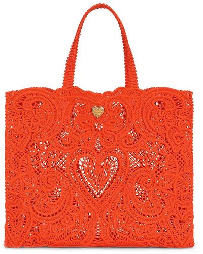 Dolce & Gabbana Gehaakte Shopper - Oranje