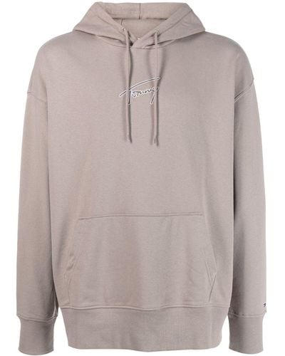 Tommy Hilfiger Logo-embroidery Drawstring Hoodie - Gray