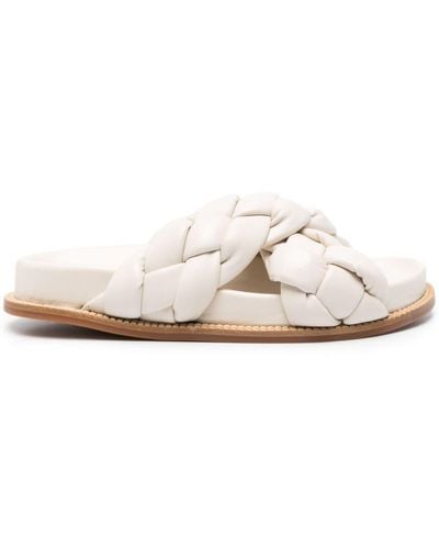 Fabiana Filippi Padded Braided Leather Slides - White