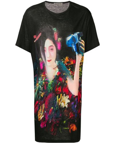 Yohji Yamamoto Oversized-T-Shirt mit Print - Schwarz