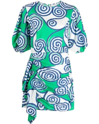 RHODE Pia Graphic-print Mini Dress - Green