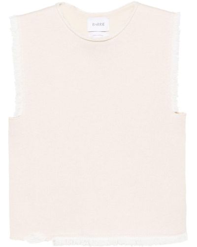 Barrie Frayed-detailing Knitted Top - Natural