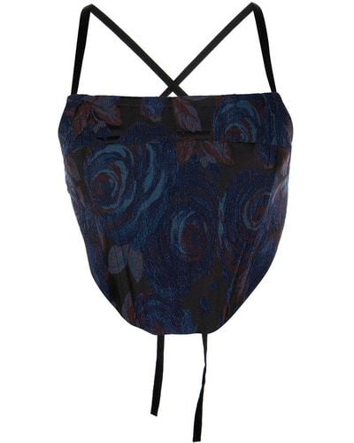 Rosetta Getty Top Met Bloemenprint - Blauw