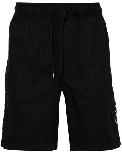 Calvin Klein Logo-patch Twill Bermuda Shorts - Black