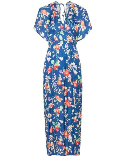 RIXO London Sadie Floral-print Dress - ブルー