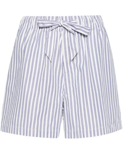 Tekla Gestreifte Pyjama-Shorts aus Popeline - Blau