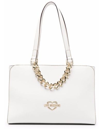 Love Moschino Heart-chain Tote Bag - White