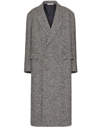 Valentino Garavani Double-breasted Wool-cashmere Blend Tweed Coat - Gray