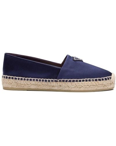 Prada Logo Satin Espadrille - Blue