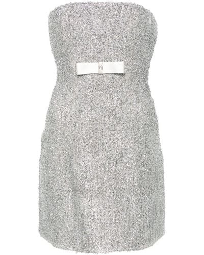 Elisabetta Franchi Metallic Strapless Mini Dress - Gray