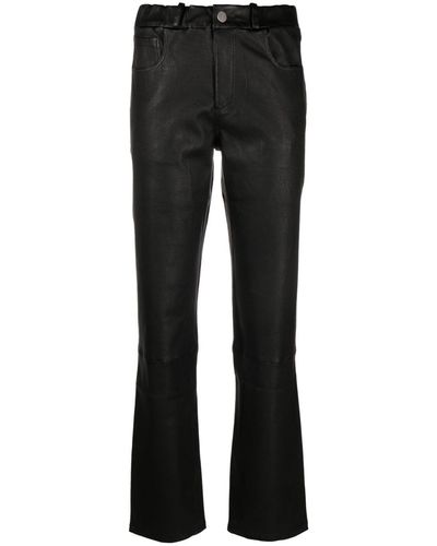 Arma Leather Straight-leg Trousers - Black