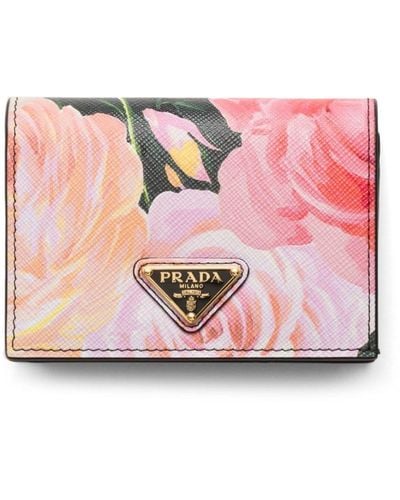 Prada Small Floral-print Wallet - Pink