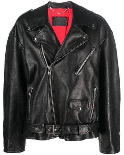 Gucci Oversize Biker Leather Jacket - Black