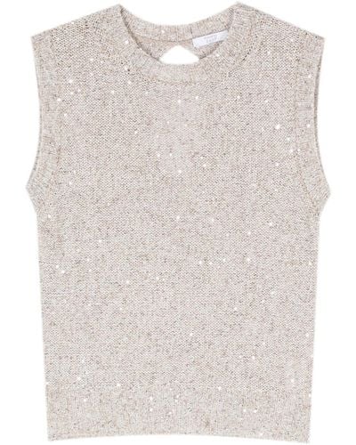 Peserico Sequin-embellished Knitted Top - White