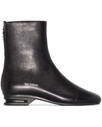 Raf Simons Round Toe Ankle Boots - Black