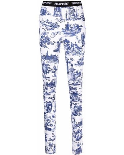 Philipp Plein Embroidered High-rise leggings - Blue