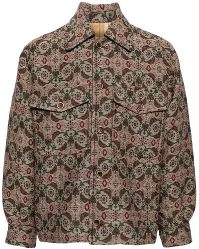 Uma Wang Jacquard-pattern Shirt Jacket - Brown