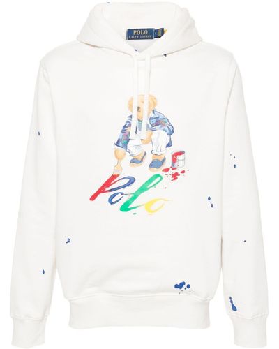 Polo Ralph Lauren Polo Bear paint-splatter hoodie - Weiß