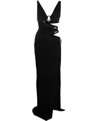 Roberto Cavalli Cut-out Side-slit Gown - Black