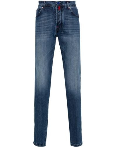 Kiton Logo-tag Tapered Jeans - Blue