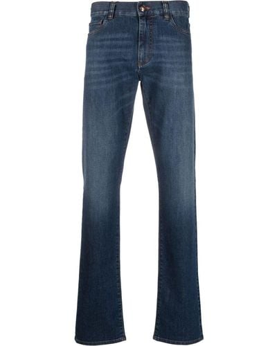 Canali Straight-leg Washed Jeans - Blue