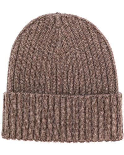 Dell'Oglio Ribbed Knit Beanie - Brown