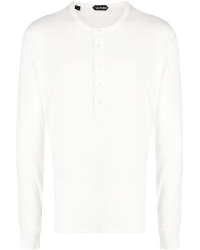 Tom Ford Klassisches Henley-Hemd - Weiß