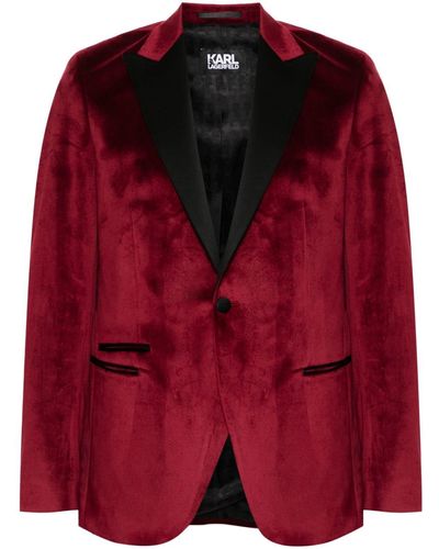 Karl Lagerfeld Fortune Velvet Blazer - Red