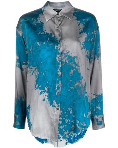 Avant Toi Abstract-print Button-down Shirt - Blue