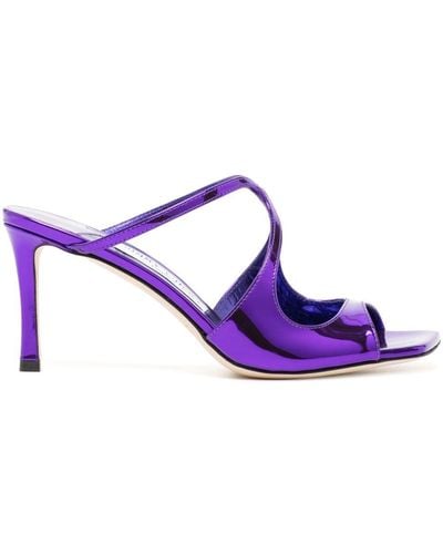 Jimmy Choo Anise 75mm Leather Sandals - Purple