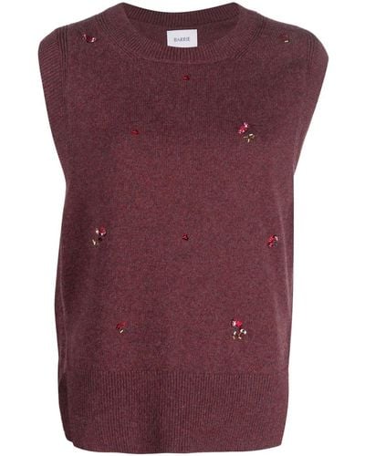 Barrie Floral-embroidery Cashmere Sweater - Purple