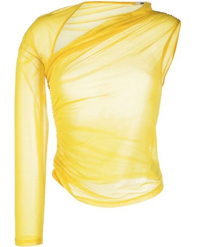 Supriya Lele Asymmetrisches T-Shirt mit Raffung - Gelb