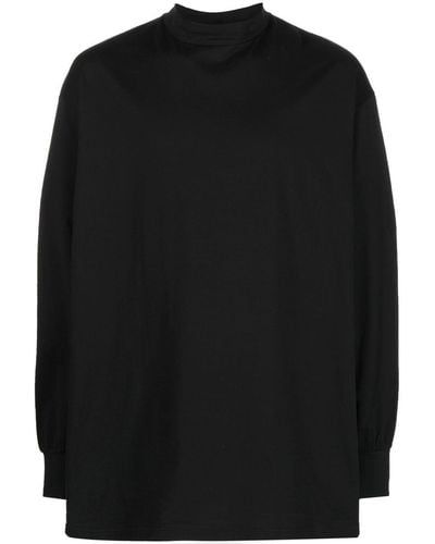 Y-3 Mock-neck Long-sleeved Cotton T-shirt - Black