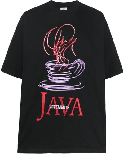 Vetements Java Logo-embroidered T-shirt - Black