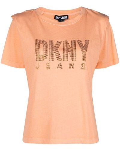 DKNY Rhinestone-logo T-shirt - Orange